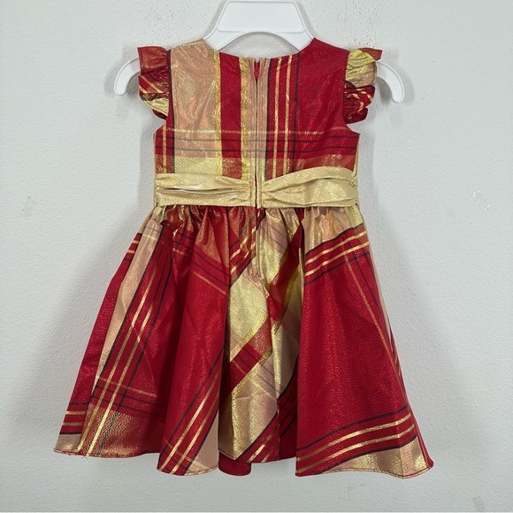 Iris & Ivy Girls Size 3T Red and Gold Holiday Christmas Party Dress Bow Ribbon - Picture 3 of 3